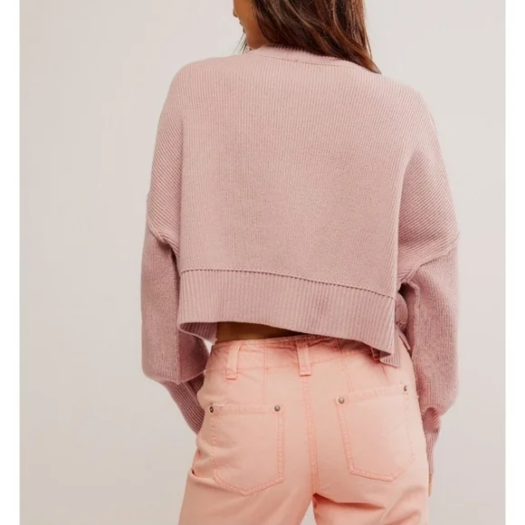 FREE PEOPLE Easy Street Crop Pullover in Lost Petal•Size:L•NWT - Picture 4 of 5